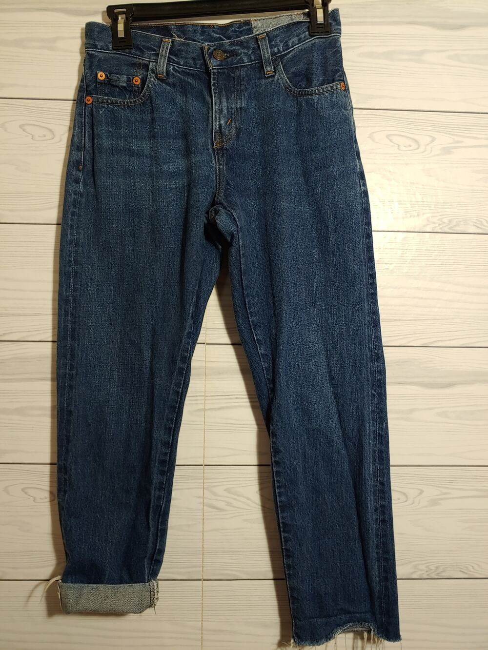 Womens Levi 505-0217 1967 Raw Selvage cropped jeans size 26